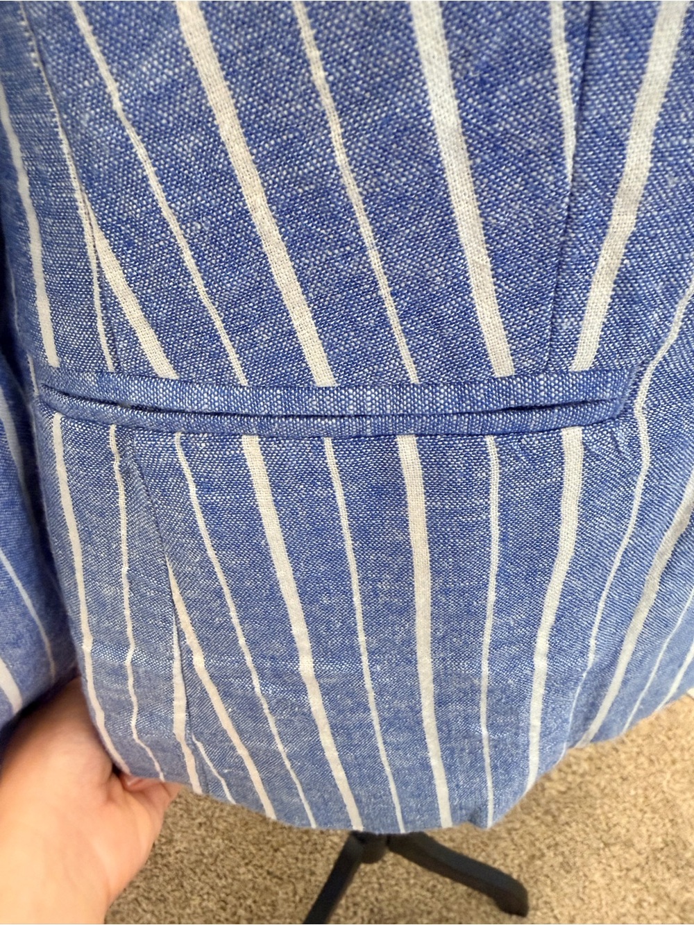 Free Assembly Blue Stripe Linen Blend Blazer – Size M - Picture 8 of 13
